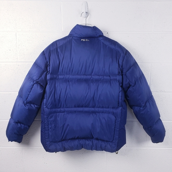 Vintage 90s Polo Sport Ralph Lauren Quilted Puffer Down Jacket Navy Blue Medium - Picture 2 of 11